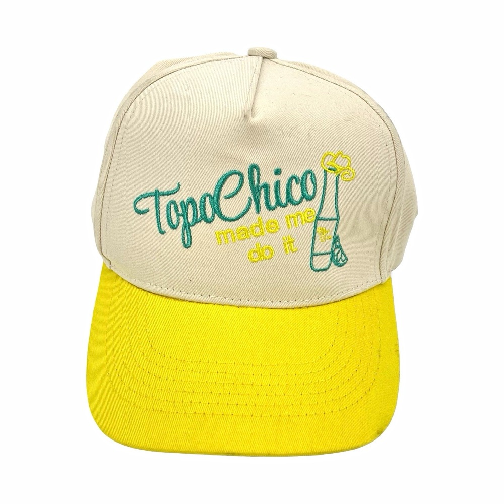 Vintage Topo Chico Snapback Hat Made Me Do It Yellow Cream Soda Cap Retro